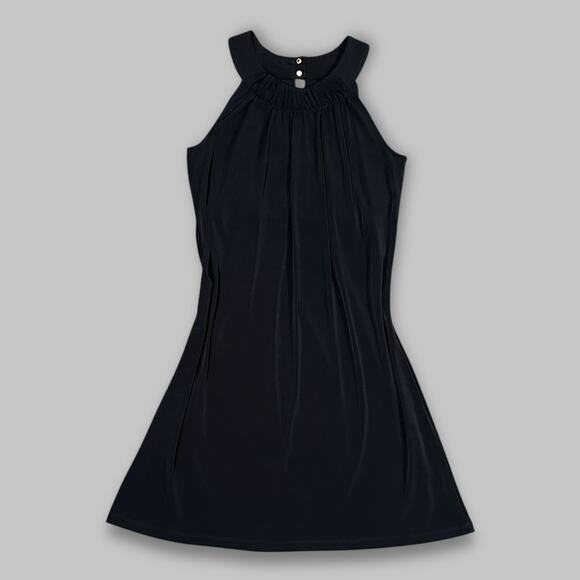 Calvin Klein Black Sleeveless Pleated Halter Mini Dress Size